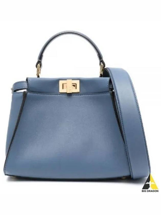 Peekaboo Small Leather Tote Bag Blue - FENDI - BALAAN 2