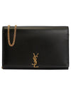 Monogram Chain Glossy Leather Shoulder Bag Black - SAINT LAURENT - BALAAN 1