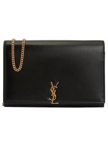 Monogram Chain Glossy Leather Shoulder Bag Black - SAINT LAURENT - BALAAN 1