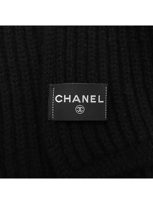 Black cashmere sequin detail label knit muffler - CHANEL - BALAAN 3