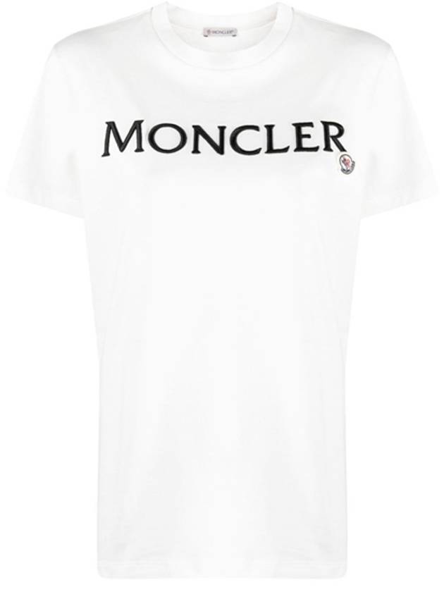 Embroidered Logo Cotton Short Sleeve T-Shirt White - MONCLER - BALAAN 2