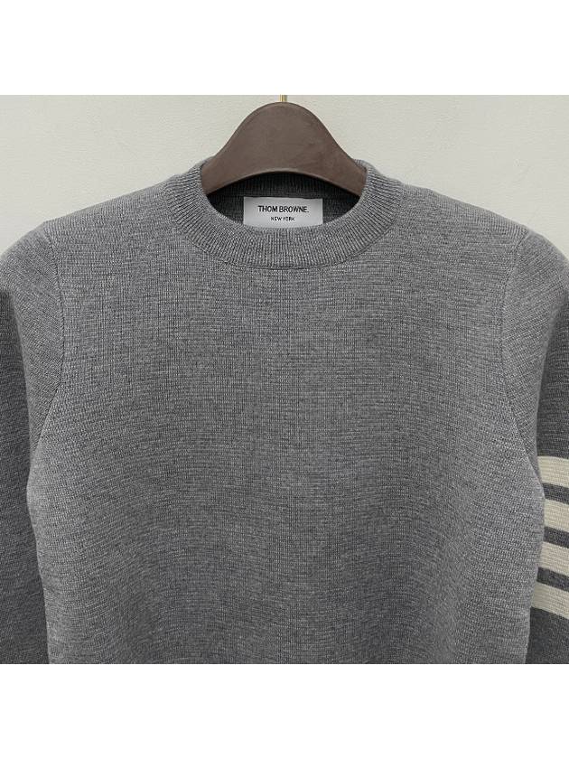 4-Bar Milano Stitch Crew Neck Knit Top Light Grey - THOM BROWNE - BALAAN 5