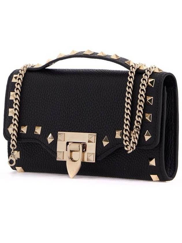 Rockstud Chain Strap Cross Bag Black - VALENTINO - BALAAN 4