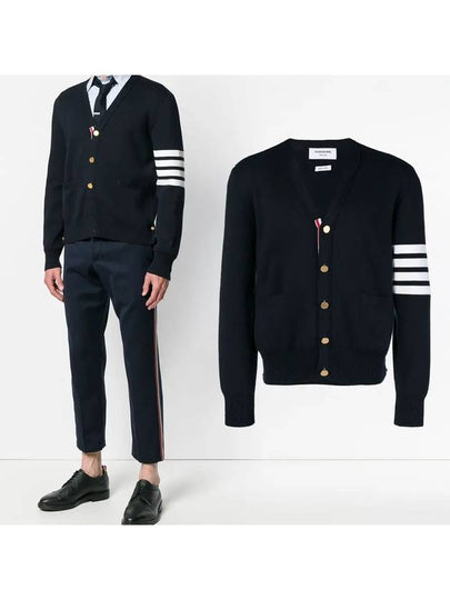 Milano Stitch 4 Bar Cardigan Navy - THOM BROWNE - BALAAN 2