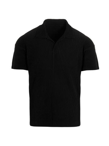 Basic Short Sleeve Polo Shirt Black - ISSEY MIYAKE - BALAAN 1