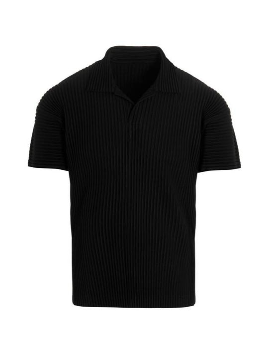 Basic Short Sleeve Polo Shirt Black - ISSEY MIYAKE - BALAAN 1