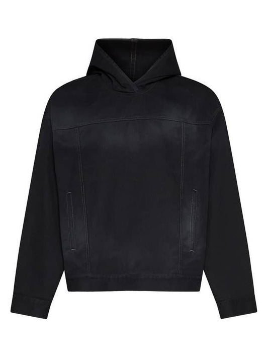 Matte Effect Denim Hooded Jacket Black - BALENCIAGA - BALAAN 1