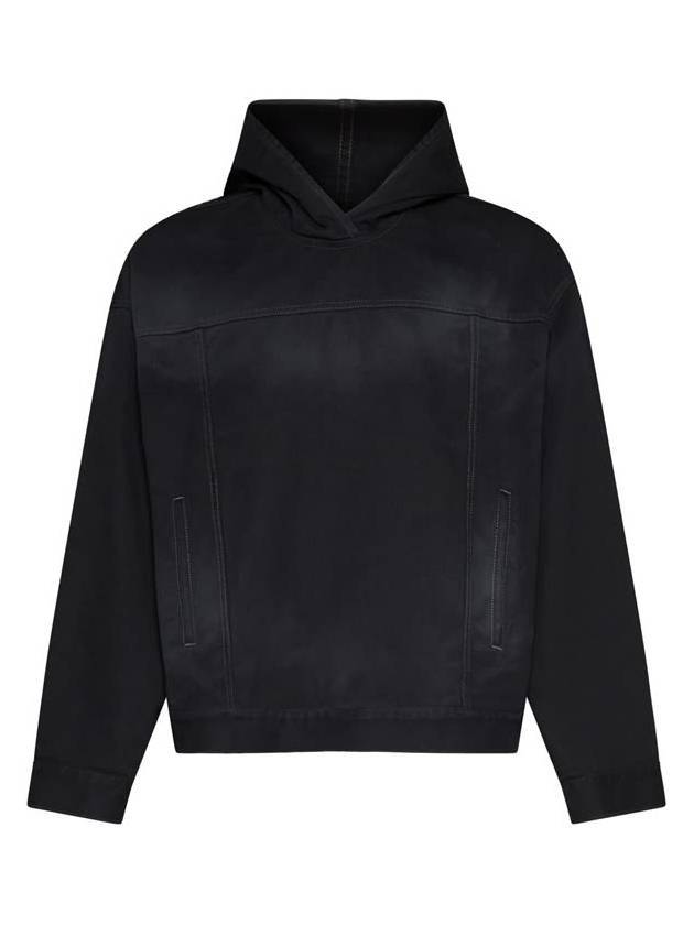 Matte Effect Denim Hooded Jacket Black - BALENCIAGA - BALAAN 1