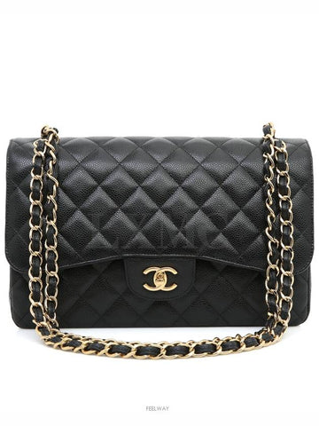 Classic Large Flap Bag Caviar Gold Jumbo Chain Shoulder A58600 - CHANEL - BALAAN 1