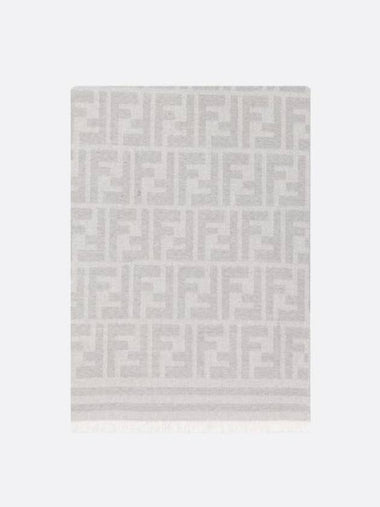 FF Jacquard Fleece Wool Scarf Grey - FENDI - BALAAN 1