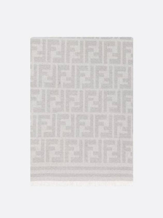 FF Jacquard Fleece Wool Scarf Grey - FENDI - BALAAN 1