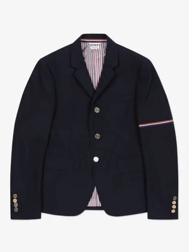 School Uniform Plain Weave Armband High Armhole Jacket Navy - THOM BROWNE - BALAAN 2