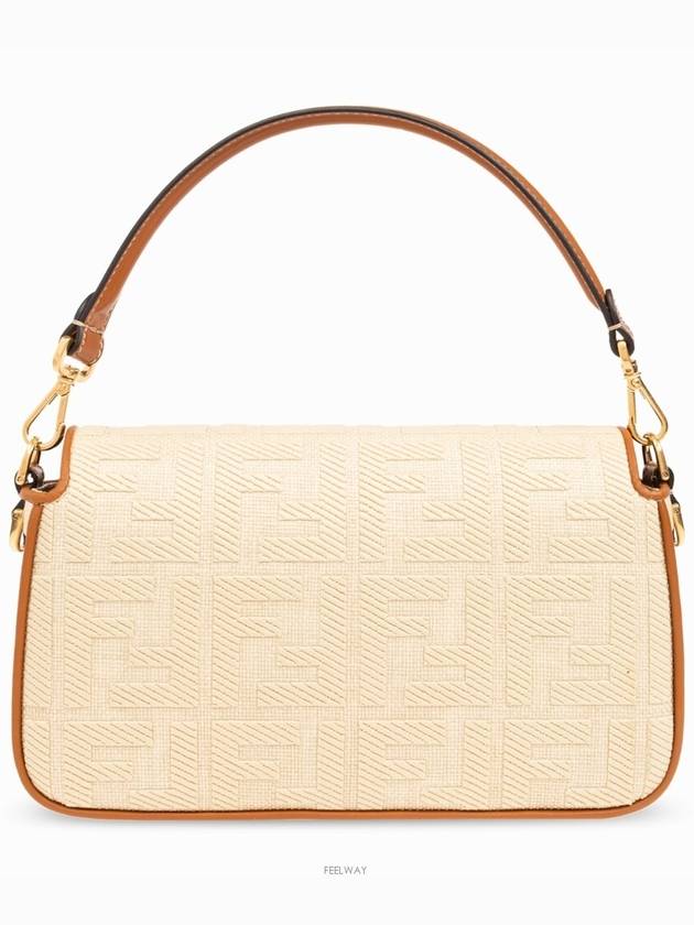 FF Logo Baguette Rafia Shoulder Bag Beige - FENDI - BALAAN 6