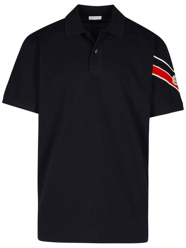 Moncler Navy Cotton Polo Shirt - MONCLER - BALAAN 1