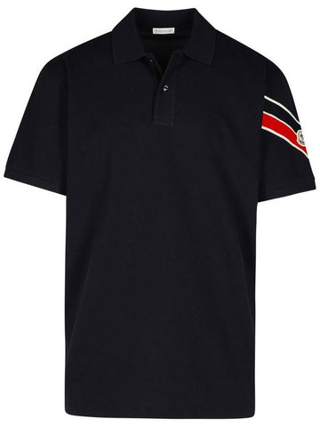 Moncler Navy Cotton Polo Shirt - MONCLER - BALAAN 1