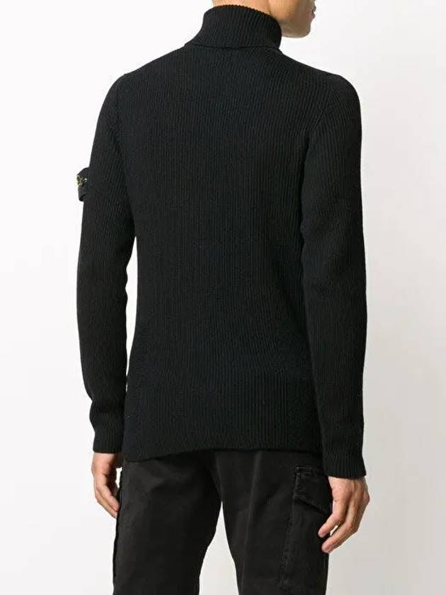 Logo Patch Wool Knit Turtleneck Black - STONE ISLAND - BALAAN 5