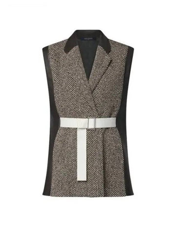 Leather Accent Sleeveless Blazer 1AFTKD - LOUIS VUITTON - BALAAN 1