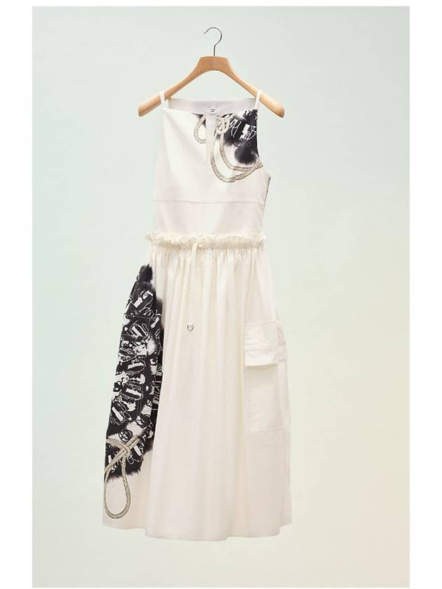 Cliquetis Aquarelle Place Bustier Silk Long Dress White - HERMES - BALAAN.