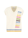 Logo Cashmere Vest Knit Top Beige - DIOR - BALAAN 1