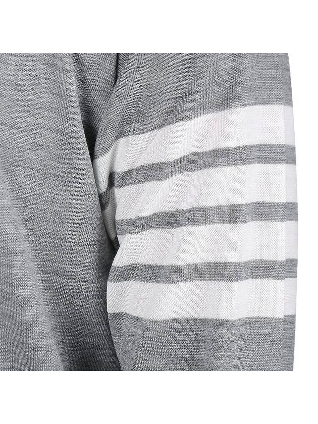 4 Bar Armband Classic Merino Wool Knit Top Light Grey - THOM BROWNE - BALAAN 7