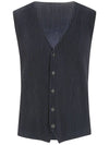 Tailored Pleated Vest Navy - ISSEY MIYAKE - BALAAN 3