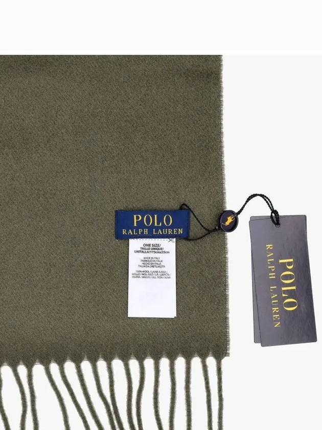 Pony Logo Signature Virgin Wool Muffler Green - POLO RALPH LAUREN - BALAAN 4