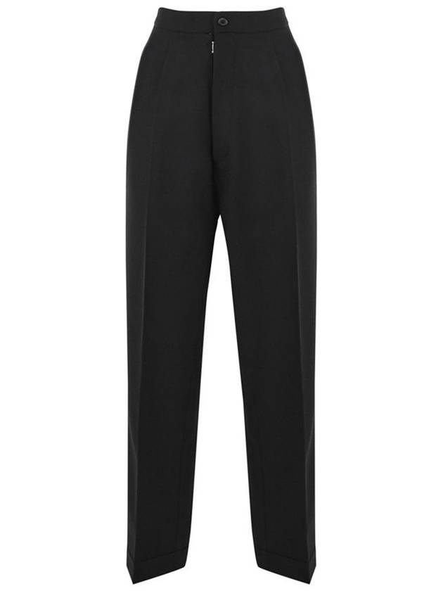 Women's Herringbone Wool Pleated Straight Pants Black - MAISON MARGIELA - BALAAN 2