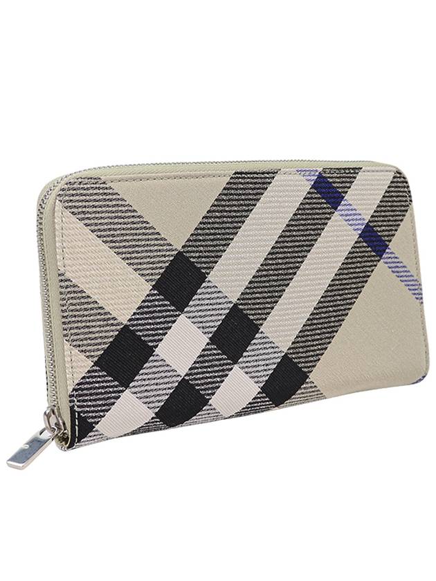 Check Zip Around Half Wallet Lichen - BURBERRY - BALAAN 4