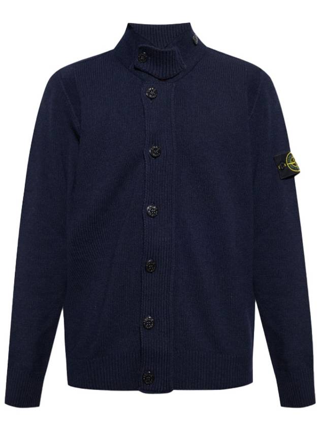 Lambswool Knit Cardigan Navy - STONE ISLAND - BALAAN 2