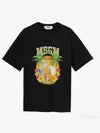 College Cat Crew Neck Cotton Short Sleeve T-Shirt Black - MSGM - BALAAN 2