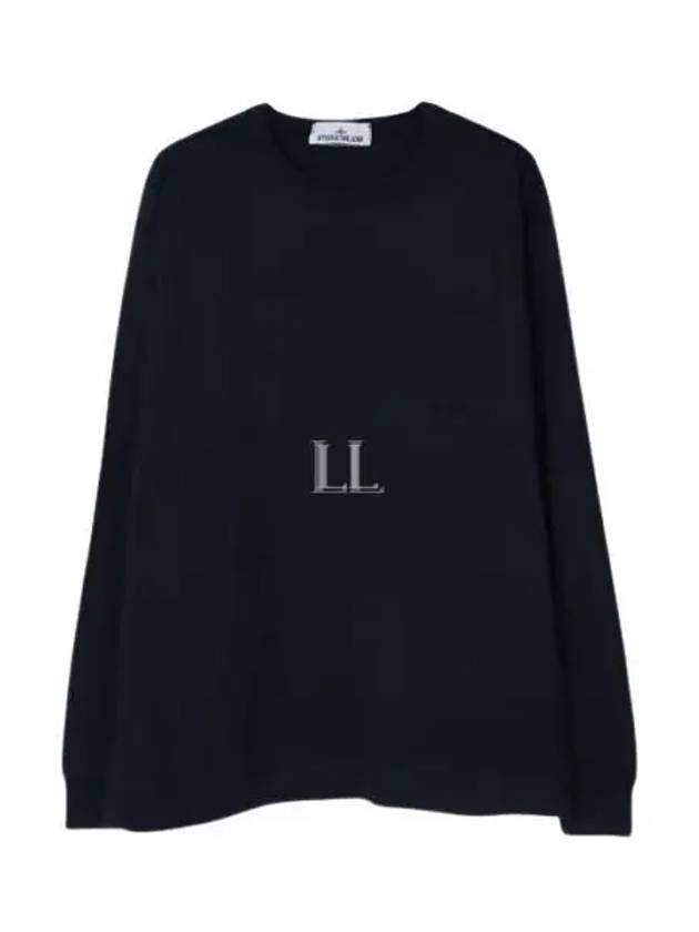 Cotton Jersey Long Sleeve T Shirt Navy - STONE ISLAND - BALAAN 2