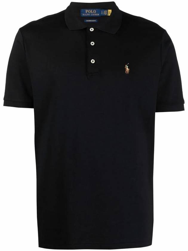 Embroidered Logo Pony Polo Shirt Black - POLO RALPH LAUREN - BALAAN 1