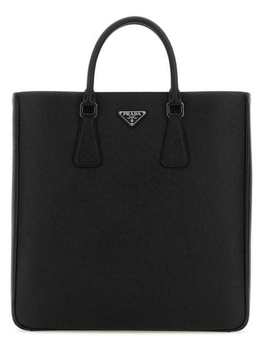 Triangle Logo Saffiano Tote Bag Black - PRADA - BALAAN 1