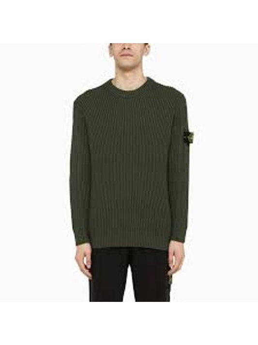 Full Rib Wool Knit Top Olive - STONE ISLAND - BALAAN 1