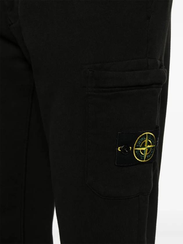 Cotton Fleece Cargo Truck Pants Black - STONE ISLAND - BALAAN 4