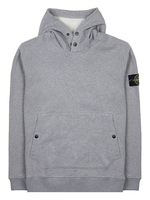 Snap Brushed Cotton Fleece Hoodie Grey - STONE ISLAND - BALAAN 2