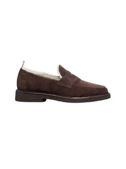 Shearling Lining Suede Penny Loafers Brown - THOM BROWNE - BALAAN 2