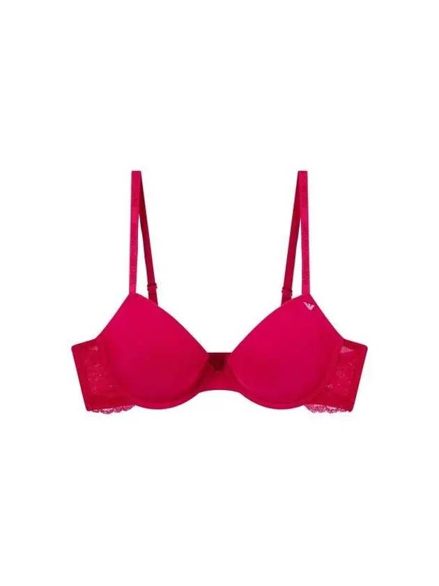 UNDERWEAR Women's Flower Lace Logo Micro Push-Up Bra Dark Pink - EMPORIO ARMANI - BALAAN 1