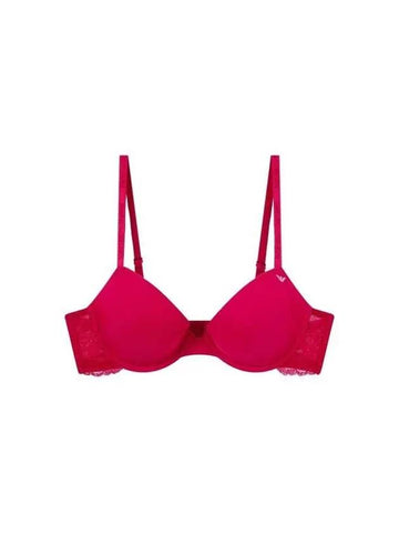 UNDERWEAR Women's Flower Lace Logo Micro Push-Up Bra Dark Pink - EMPORIO ARMANI - BALAAN 1