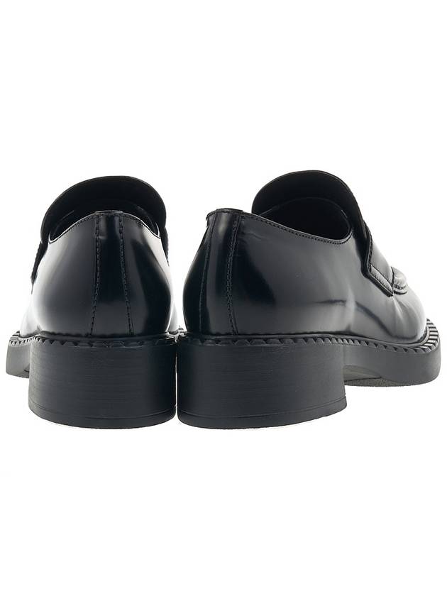 Triangle Logo Chocolate Brushed Leather Loafers Black - PRADA - BALAAN 5