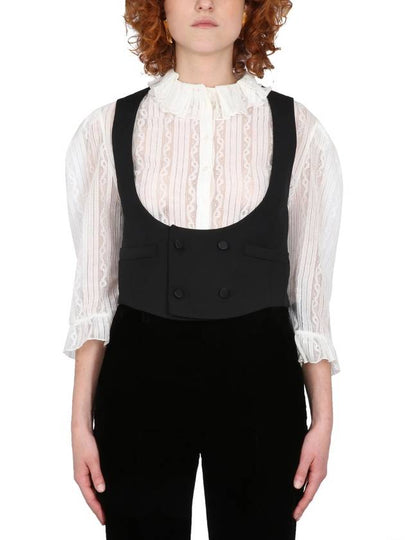 Women's Wool Tuxedo Vest Black - SAINT LAURENT - BALAAN 2