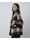 Gingham big check wool half coat black - THE GREEN LAB - BALAAN 2