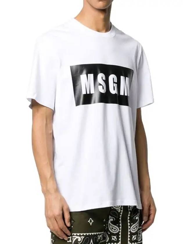 Box Logo Print Cotton Short Sleeve T-Shirt White - MSGM - BALAAN 4