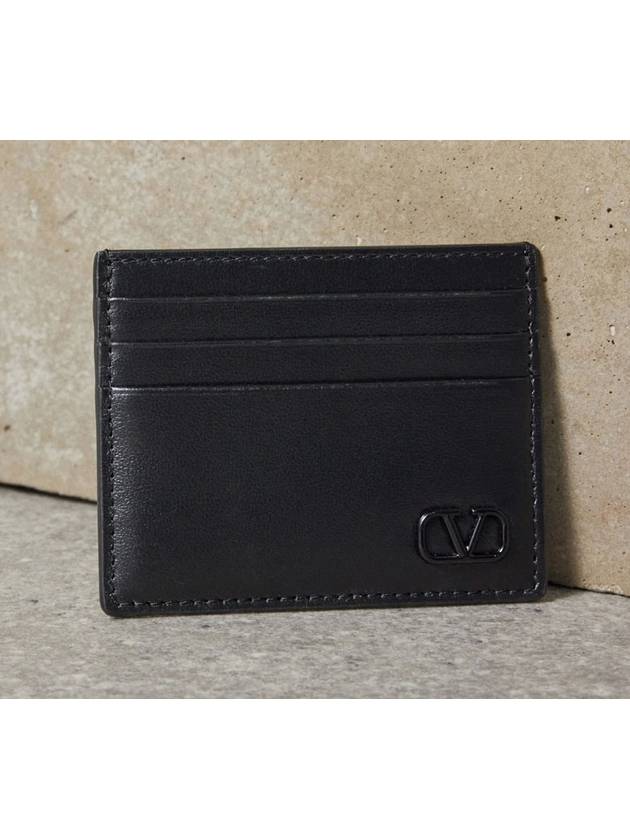 V Logo Signature Card Wallet Black - VALENTINO - BALAAN 4