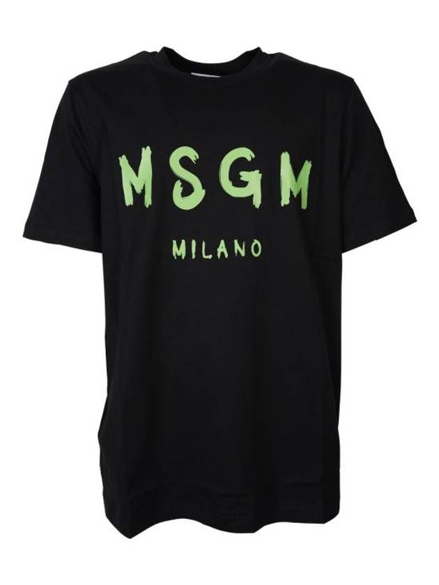 Milano Brushed Logo Cotton Short Sleeve T-Shirt Black - MSGM - BALAAN 2