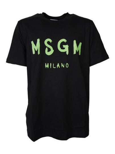 Milano Brushed Logo Cotton Short Sleeve T-Shirt Black - MSGM - BALAAN 2