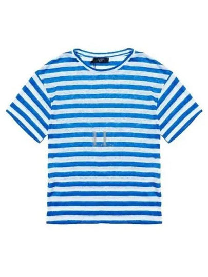 Falla Striped Linen Short Sleeve T-Shirt Blue - MAX MARA - BALAAN 2