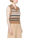 Striped Soft Wool Knit Vest Brown - GANNI - BALAAN 3