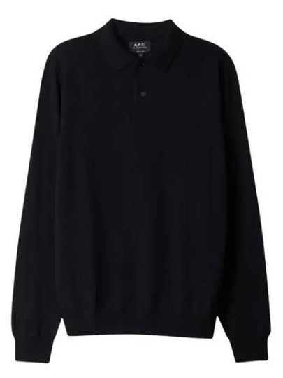 Men's Jerry Wool Long Sleeve Polo Shirt Black - A.P.C. - BALAAN 2