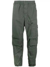 Logo Twill Cotton Cargo Track Pants Musk Green - STONE ISLAND - BALAAN 2